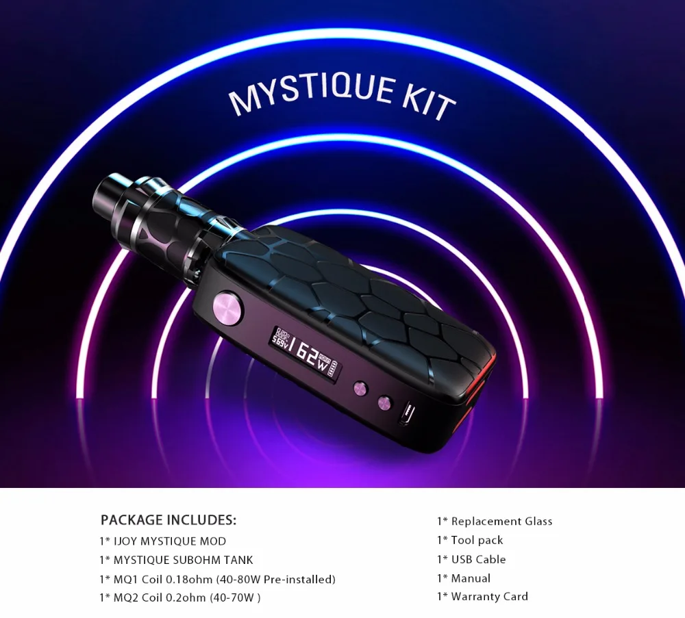 Original IJOY Mystique 162W TC Kit with Mystique Subohm 3.5ml  Tank & 0.91 inch Display E Cigarette Vape Kit 01 (22)