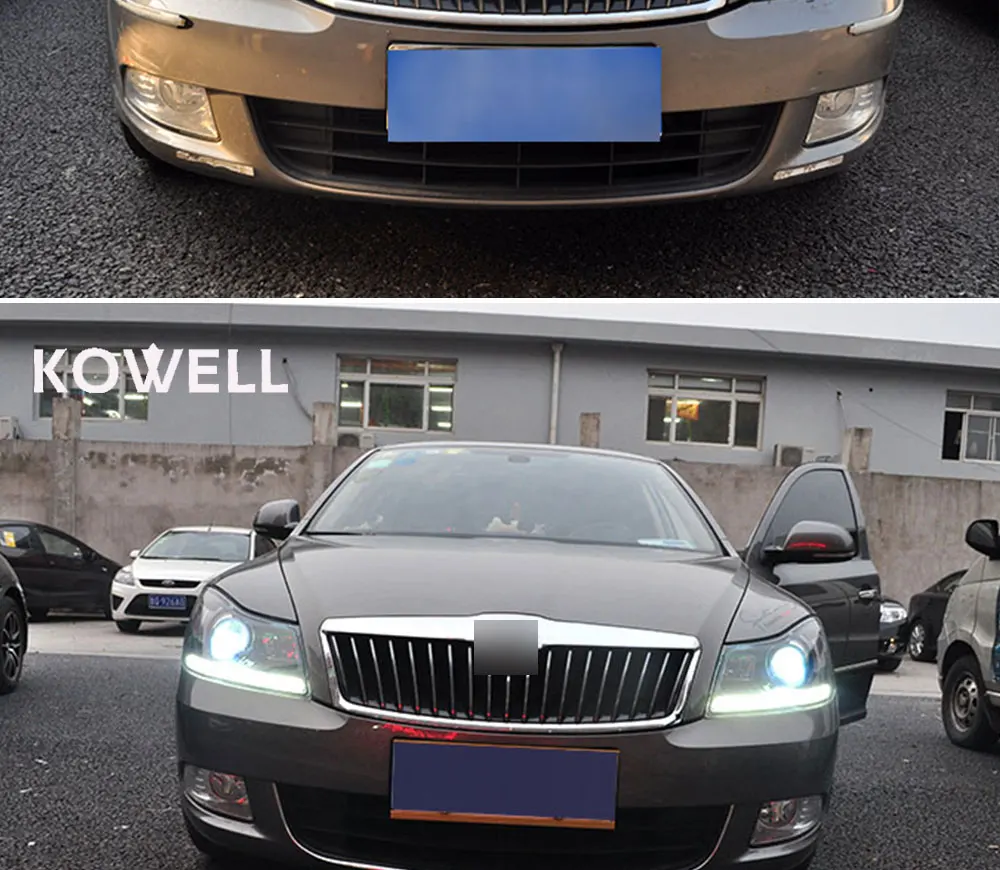 KOWELL автомобильный Стайлинг для Skoda octavia фары 2009-2012 для octavia фары светодиодные DRL передние Биксеноновые линзы двойной луч HID комплект