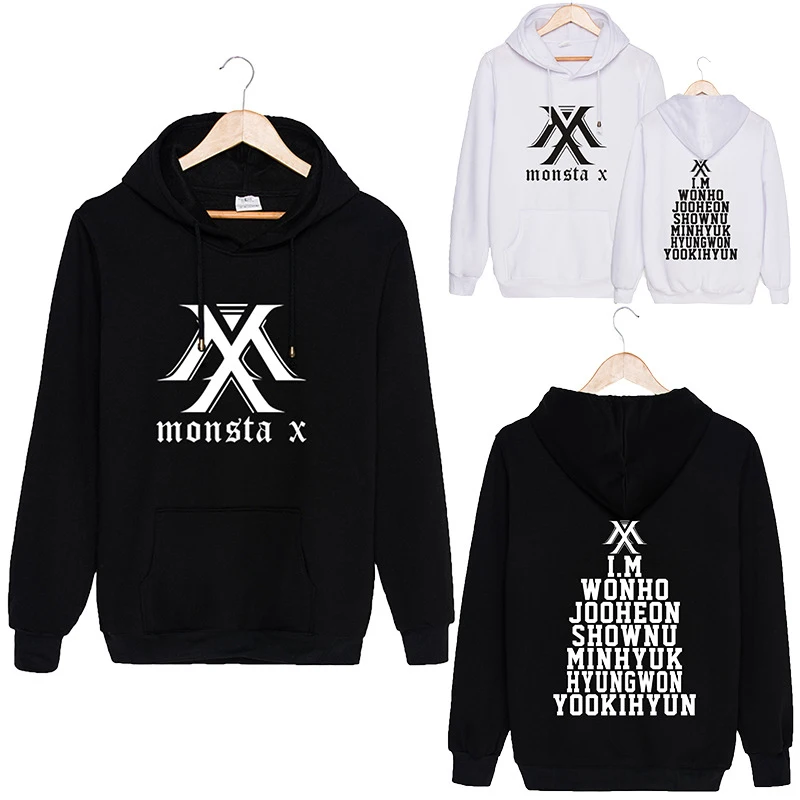  KPOP MONSTA X Hoodie With Long Sleeve Casual Women's Pullover Sportswear With Pocket Dropshipping