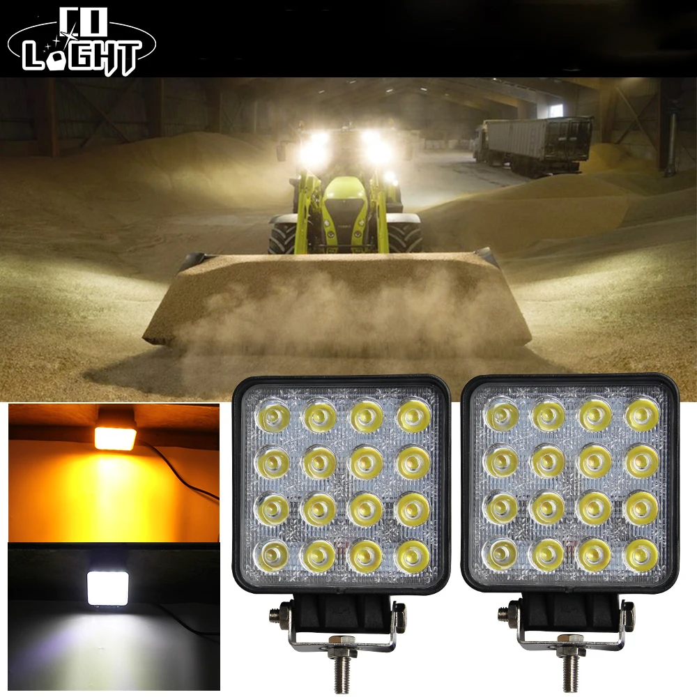 

Fog Lamps for Cars 48W Additional Lights 4.3'' Inch 4X4 Led Car Light Work Light Double Color 6500K 3000K Amber White 9-32V DC