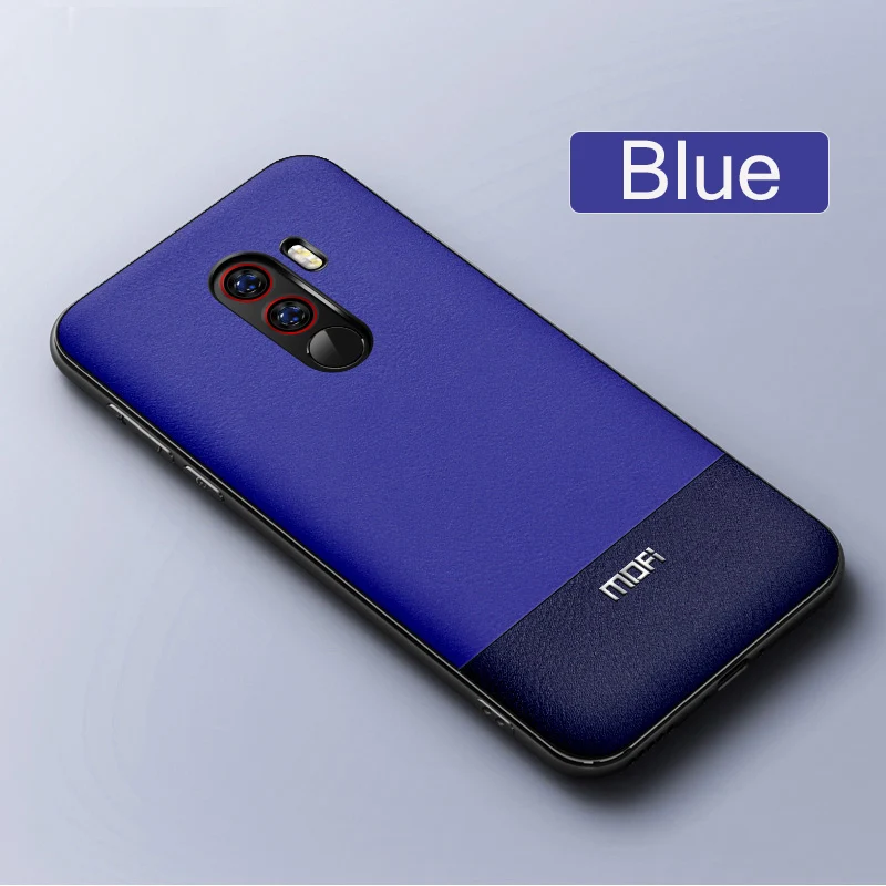 Poco F1 Case For Xiaomi Pocophone Pu Leather Back Cover Business Two Tone Orange Dark Blue Pink |