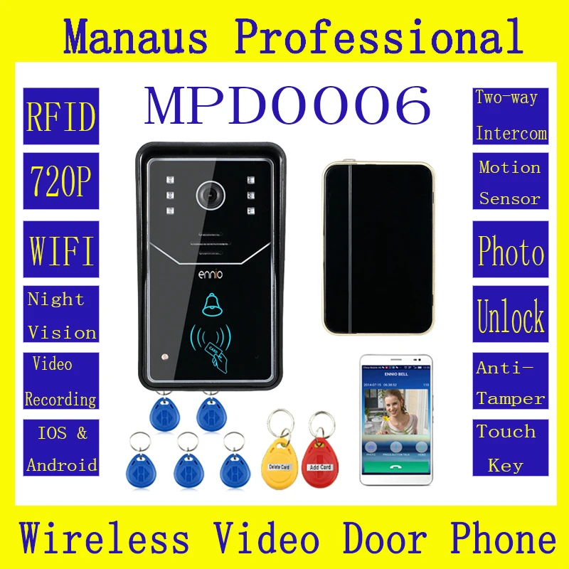 Hot Selling Touch Key WiFi DoorBell Wireless Video Door Phone Home Intercom System IR RFID Camera D6a Wholesale Security & Protection