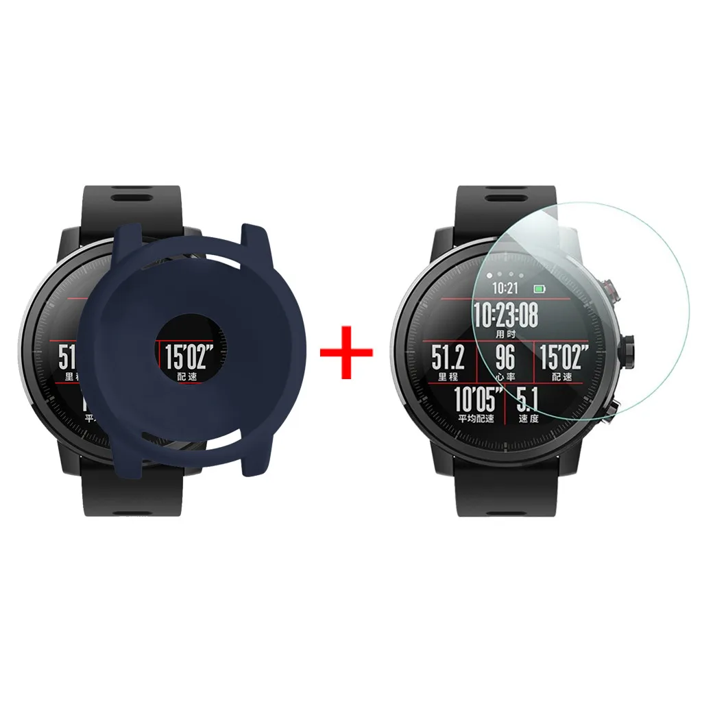 Модные прочные часы Чехлы мягкие силиконовые чехол для Xiaomi Huami AMAZFIT 2 часы с Защита экрана простые часы Чехлы