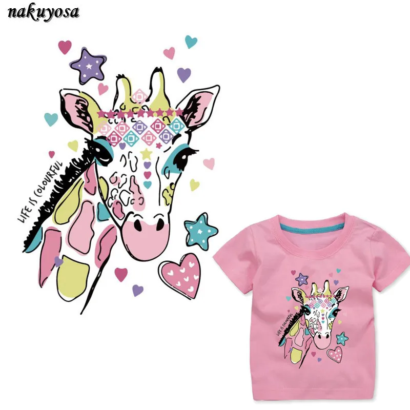 

Cartoon Colored spotted deer iron on patches heart star sticker DIY Decoration Fabric Applique Heat Transfer patches for Clothes