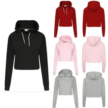

Women Hoodies Jumper Sweatshirt Crop Short Top Coat Sports Pullover