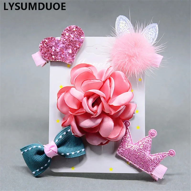 

Girls Hair Clips Cute Hairpin Set Barrette Bow Flower Clip Crystal Pearl Star Headdress Baby Child Fabric Kids Hair Accessories
