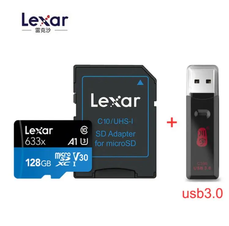 Lexar 633x высокая скорость 95 МБ/с./с 512 ГБ 256 ГБ 128 Гб Micro SD карта памяти адаптер SDHC UHS-I U1 U3 A1 A2 для дрона - Емкость: 128GB-C396