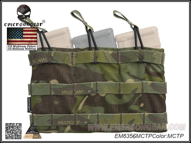 

Emersongear 5.56 Triple Open Top Magazine Pouch Tactical Combat Molle MAG Pouch EM6356