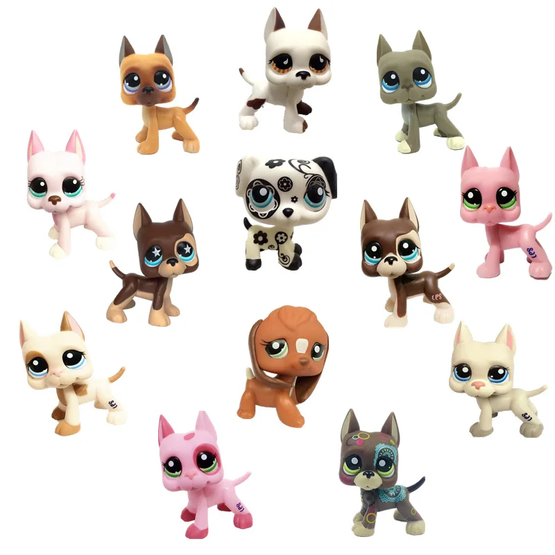 Pet Shop Lps Toys Dog Collection Standing Short Hair Cat Cocker Spaniel Collie Dachshund Great Dane White Pink Littlest Animal