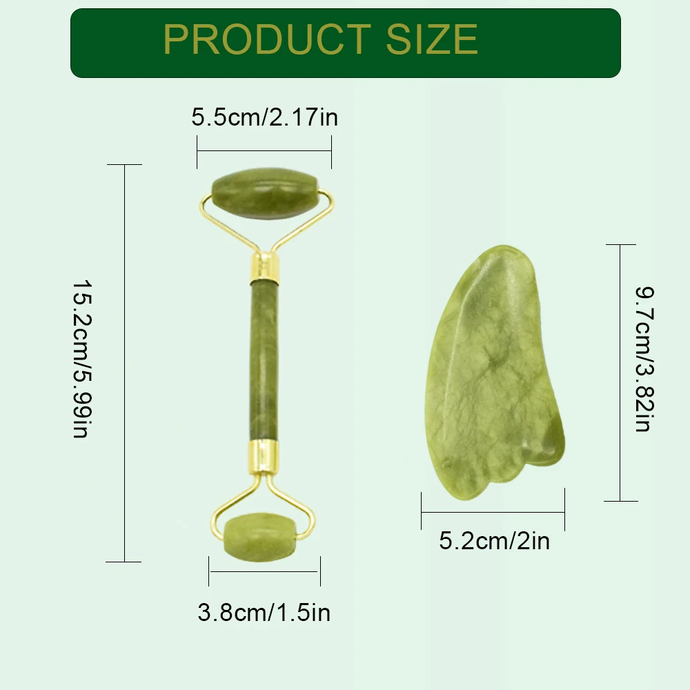 Нефритовый роликовый набор каменный роликовый массажер для лица натуральный нефритовый роликовый кристалл для похудения Тонкий массажный комплект для лица с инструментами Gua Sha
