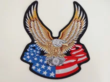 Huge US Flag Eagle Heavy Engine Machine Large Embroidery Patches Motorcycle Biker for Jacket Back MC 29cm * 33.5 cm