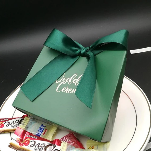 Boîte à bonbons en forme de diamant et motif de forêt verte, coffret,  bonbonnière de style