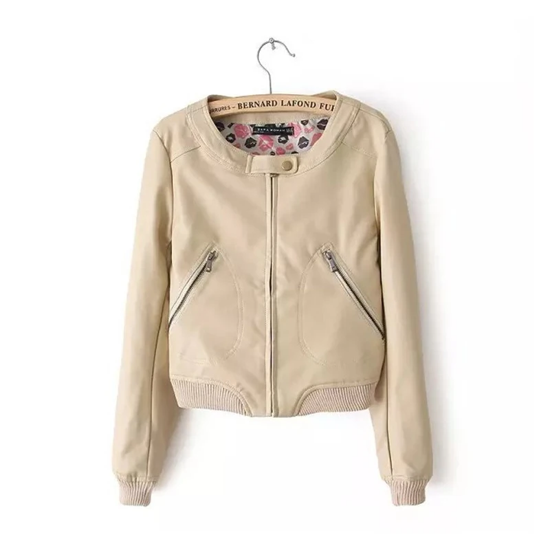 Fashionable Jacket Woman Spring 2019 Longsleeve Short Coat Motorcycle Jacket Leather Jacket Streetwear