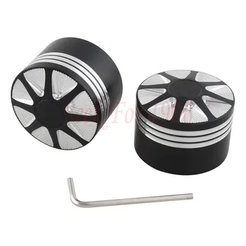 

Black Custom Aluminum Craft Carving Cut Front Axle Nut Covers Caps Fit For Harley Touring Softail FLTR Models