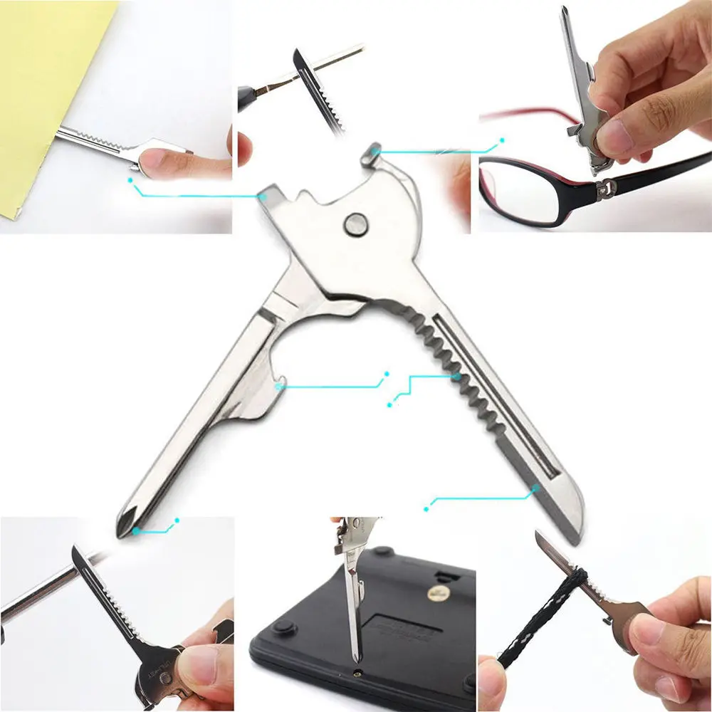

Multipurpose keychain Utili Key survive pocket Opener Knife shape Mini Multi gear utility tech Tool ring Screwdriver edc swiss