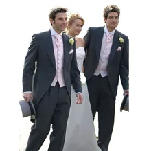 Для мужчин костюмы индивидуальный заказ темно серый фрак, вечерний наряд, строгий костюм; для жениха для праздников и свадебных торжеств, костюм на заказ(пиджак+ штаны+ галстук+ жилет