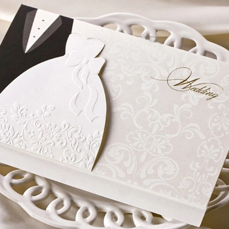 1pcs Sample Laser Cut Wedding Invitations Cards Western Groom & Bride Customize Printable Envelopes Seals Wedding Party SupplIes (2)