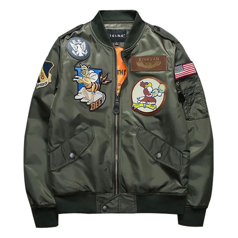 

New Ma1 Army Green Military Ma-1 Flight Jacket Pilot Air Force Men Bomber Jacket Stand Collar Printed Male Fashion SMC0411-5