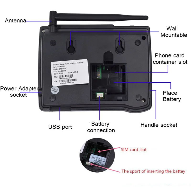 GSM 900/1800MHz Support SIM Card Fixed Phone With FM Radio Call ID Handfree Landline Phone Fixed Wireless Telephone Home Black