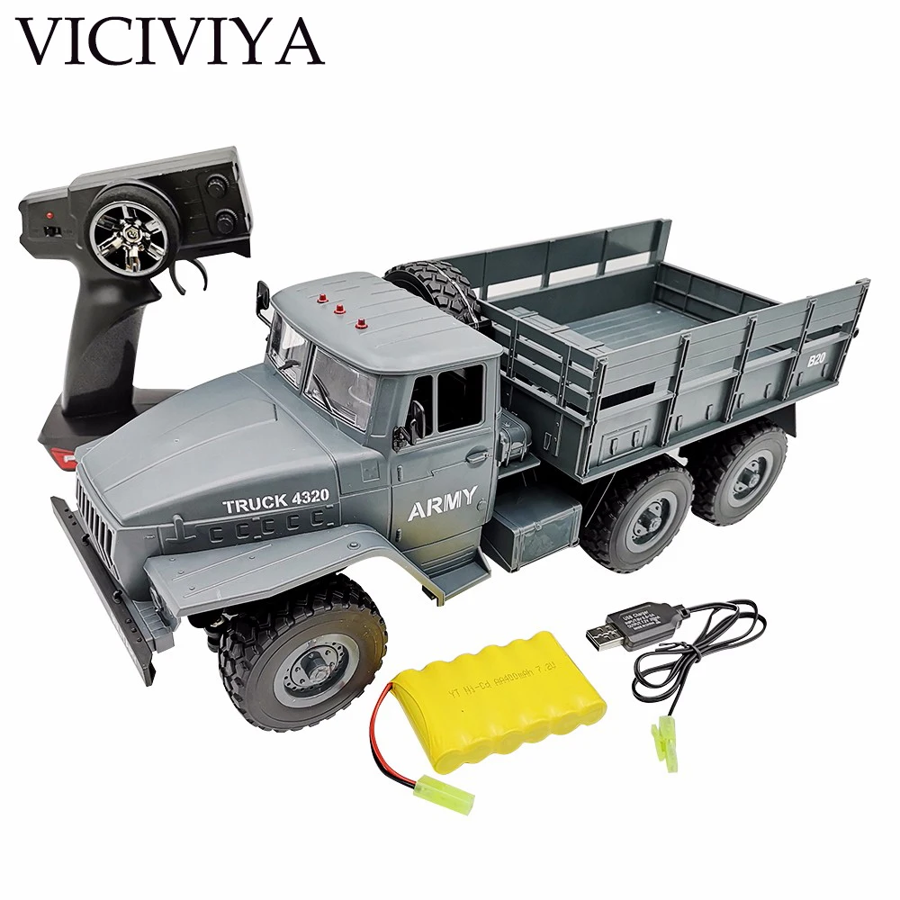 

1:12 RC Truck VS WPL B-16, Simulation Full-size 6 Wheel Drive Soviet Ural Military Truck Model Off-road Remote Control Kids Car