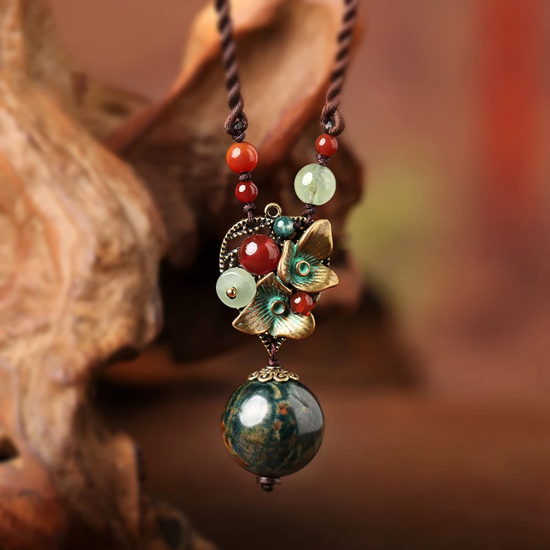 

Jade sweater chain simple atmosphere dress dress retro angel pendant national wind pendant necklace female