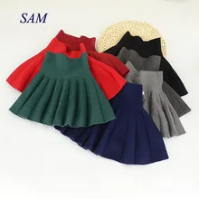 Осень г. юбка пачка одноцветное цвет Женская юбка Детская зимняя дикая вязаная дети юбки