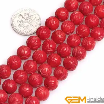 

8mm Carved Lotus Flower Coral Round Buddha Beads DIY Loose Bead For Jewelry Making Wholesale