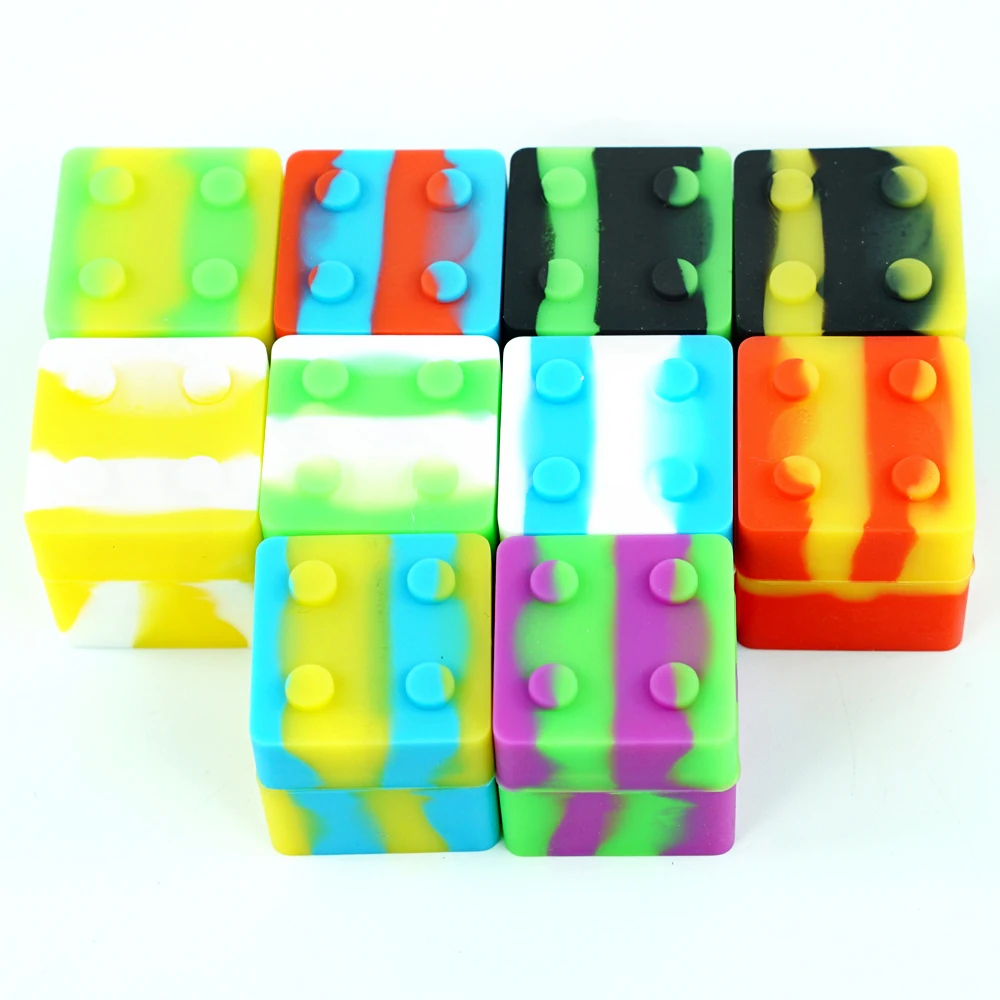

10pcs\lot Top Quality silicone wax container/silicone jar 11ml container square wax Container for wax dab wax Silicone container