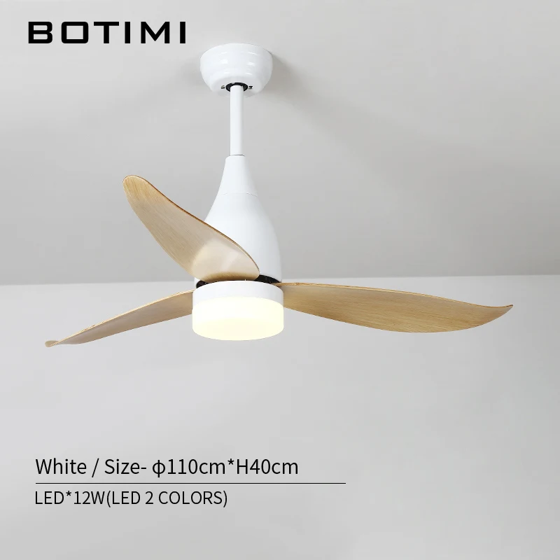 BOTIMI Роман стиль Led потолочные вентиляторы с подсветкой для Гостиная 220V белый Ventilateur синий потолочный вентилятор-люстра серый Вентилятор охлаждения - Цвет лезвия: White Base