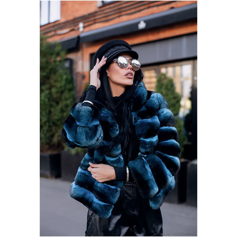 

Tatyana Furclub Blue Of Winter Women Natural Real Fur Coat Rabbit Slim Real Short Jackets Luxury With Winter Coats 2019 New