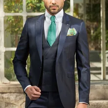Одна кнопка Индивидуальные Свадебная Церемония костюм Жениха Смокинги жених и Дружки Костюм/бизнес Куртки пальто+ Брюки+ галстук+ Жилет