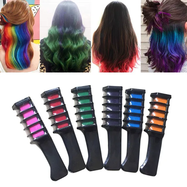 6 Pcs/Set Temporary Hair Chalk Color Comb Dye Kits Disposable ... 6 Pcs/Set Temporary Hair Chalk Color Comb Dye Kits Disposable ...
