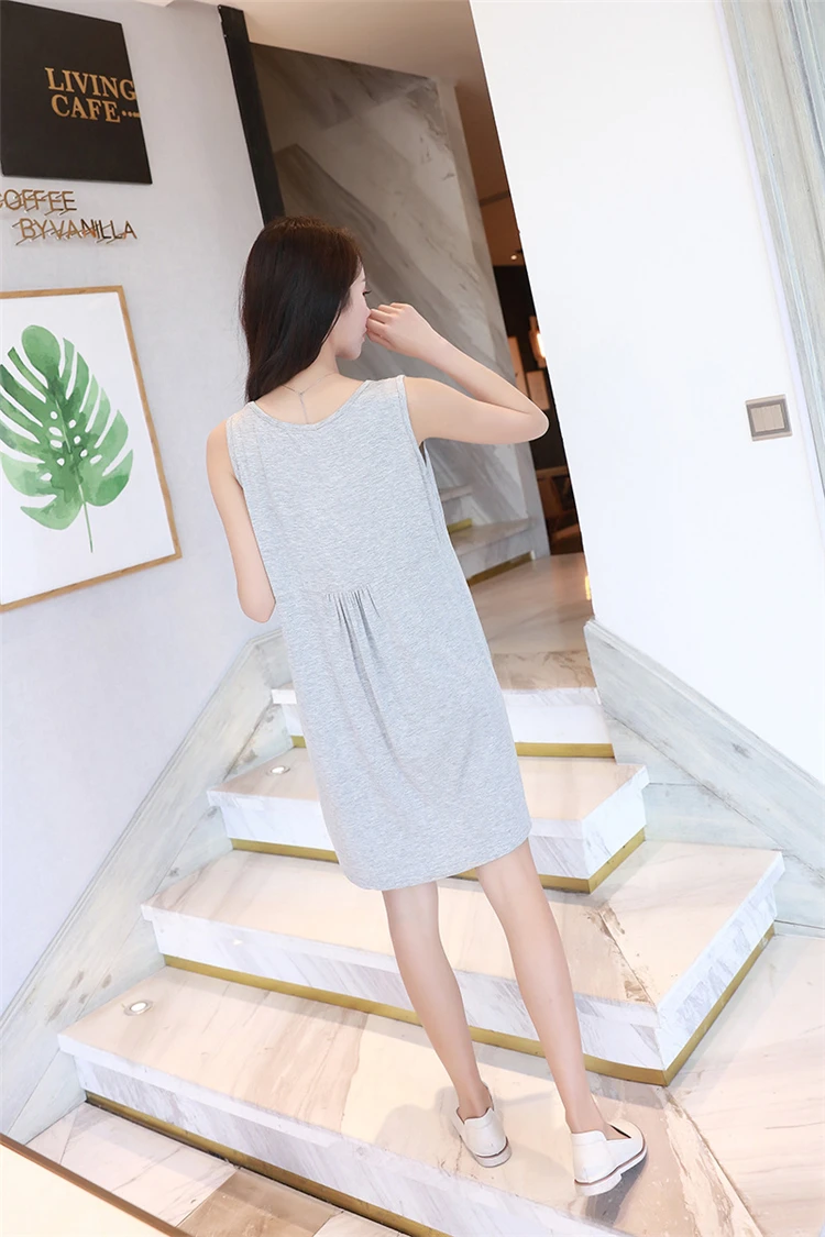 Nursing Dress Summer loose Maternity Dresses Sleeveless Pregnancy Dress for Pregnant Women Daily Home Wearing Maternity Clothes (7)