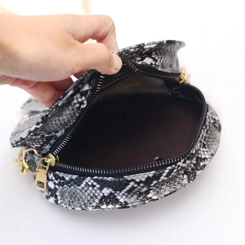 Retro Serpentine Chain Round Bag Women Handbags Printed Small PU Leather Shoulder Crossbody Bags Female Messenger Bag