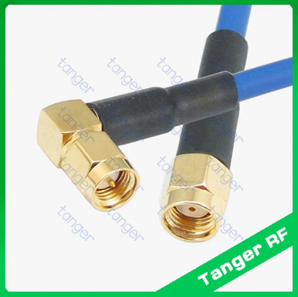 

SMA male plug right angle to RP-SMA male with 20inch 50cm RG402 RG141 RG-402 Blue Semi Flexible Coaxial Jumper Low Loss Cable