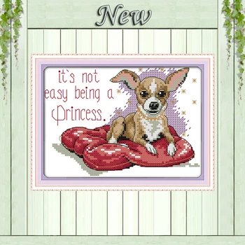 

It's not easy being a princess dog counted printed on canvas DMC 14CT 11CT Cross Stitch chinese Needlework kits Embroidery Sets