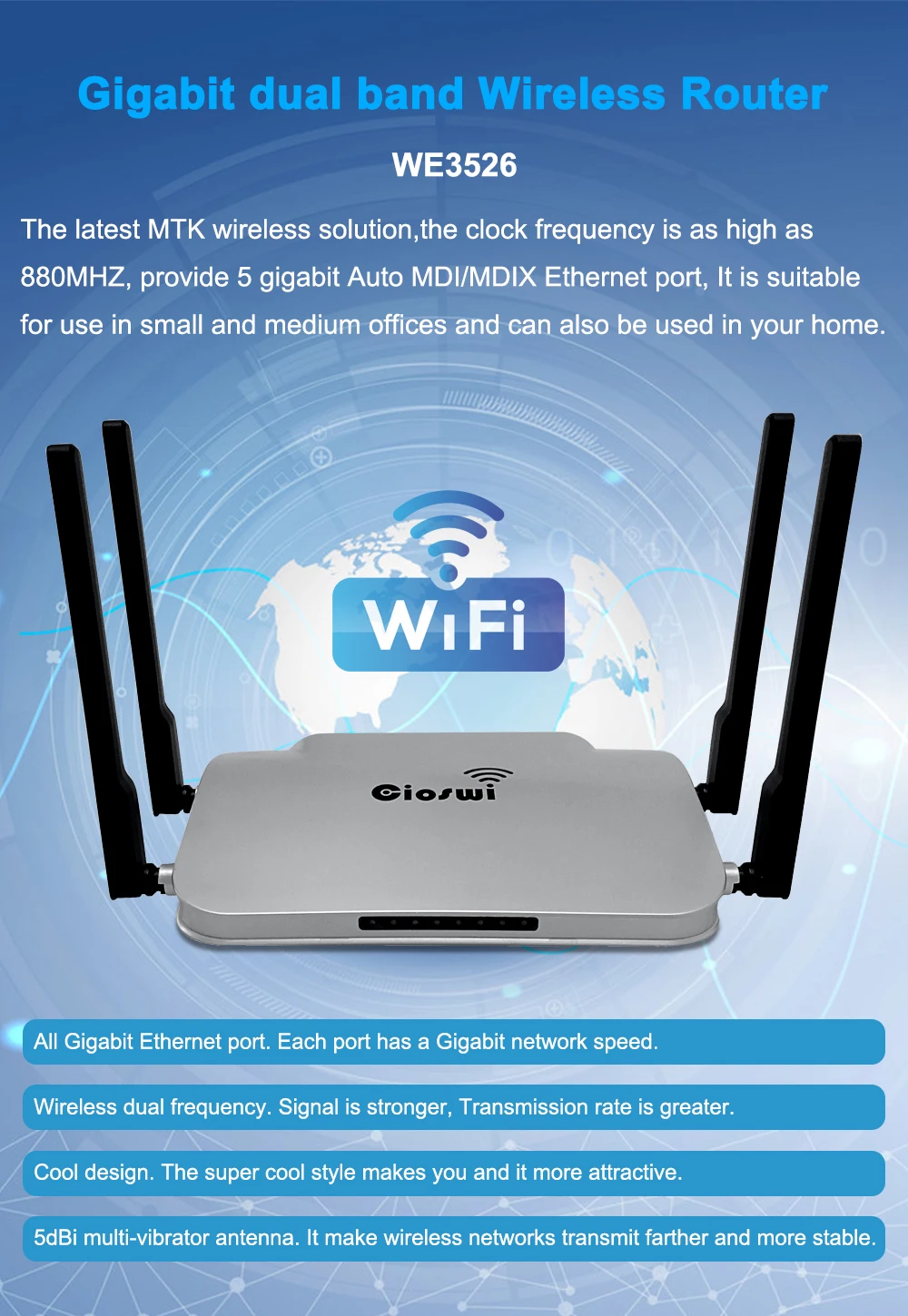 Cioswi Openwrt маршрутизатор Wi-Fi ретранслятор 1200 Мбит Dual Band 2,4 ГГц/5 ГГц, USB 2,0 Wifi адаптер 12 В Wi-Fi точка доступа Поддержка технология Iqos