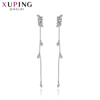 

Xuping Jewelry Fashion Luxury New Long Rhodium Plated Earrings for Women Thanksgiving Day Gifts 92929