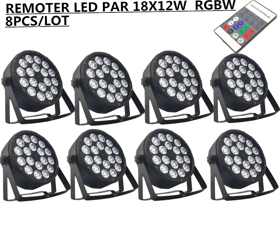 8 шт./дистанционный светодиодный прожектор PAR 18X12W RGBW PAR/диско dmx512 с управлением