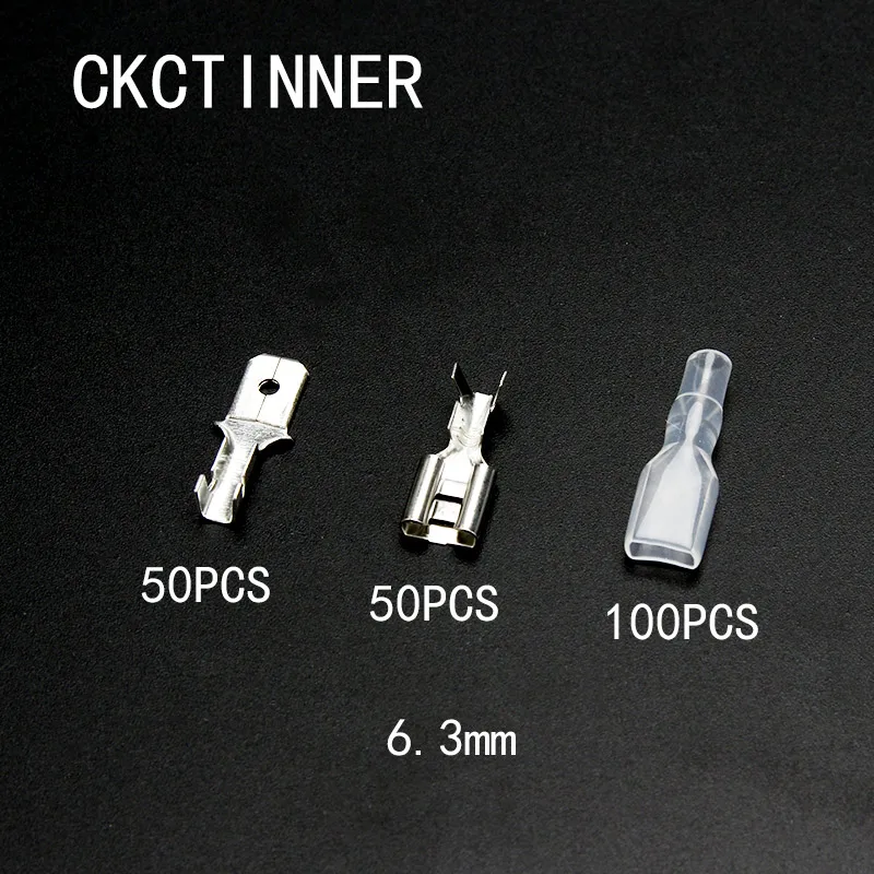 200 шт./лот 2,8/4,8/6,3 мм обжимная Клемма, 50 шт в наборе, женские лепестковый разъем+ 50 шт. мужской лепестковый разъем+ 100 шт. чехол