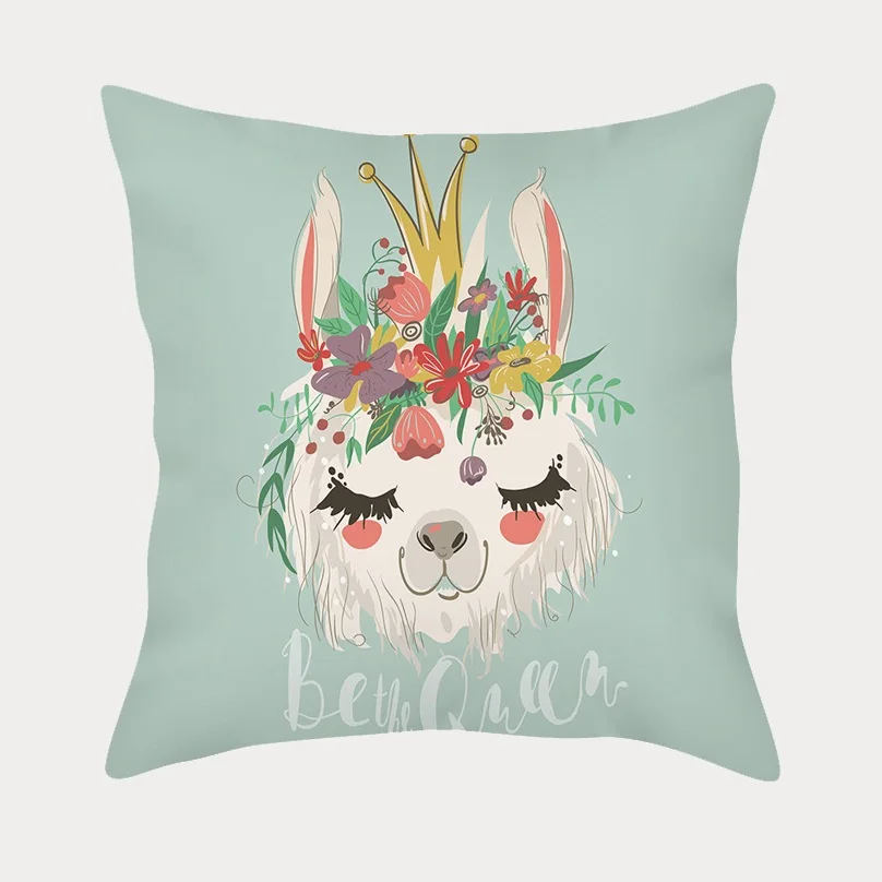 Best Cushion Cover Animal Alpaca Flower Back Cushion Covers Cactus Lama Pillow Case Tropical Vintage for Sofa Decoration