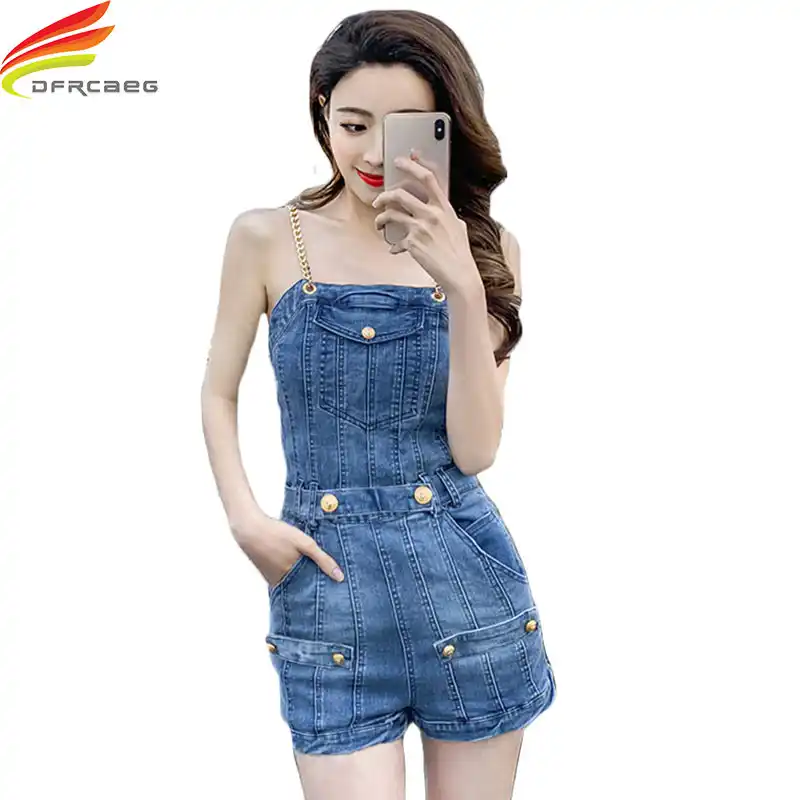 denim playsuit with belt