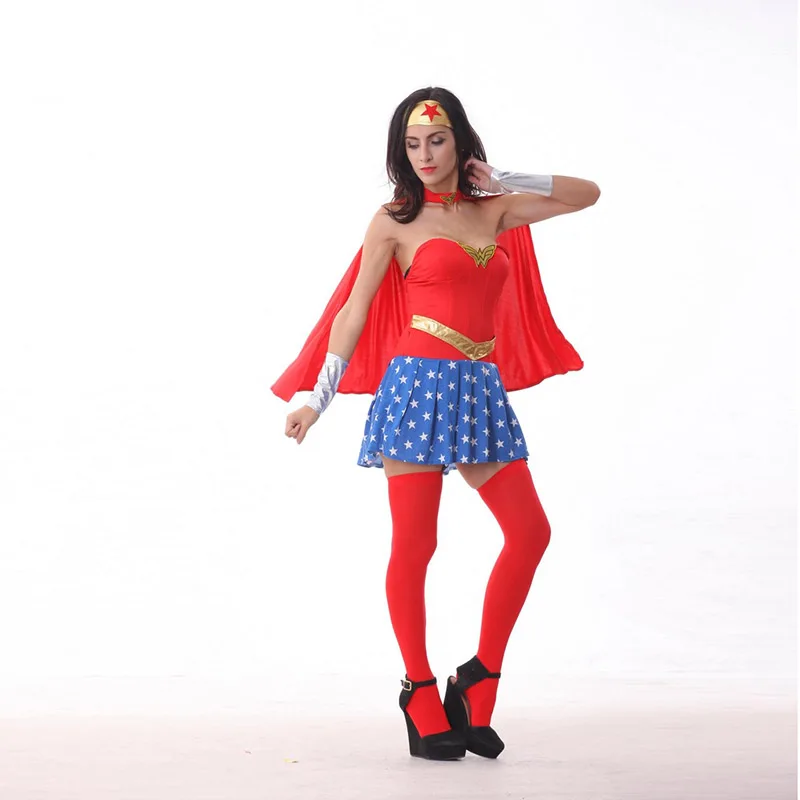 Wonder Woman костюм для взрослых Классический Superwoman Disfraces Хэллоуин костюмы Супермена для Для женщин Супермен карнавальный маскарадный