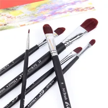 6 шт./компл. высококлассные ликер красные нейлоновые щетки для волос матовый baclk деревянный стержень акварель гуашь живопись акриловая живопись ручка