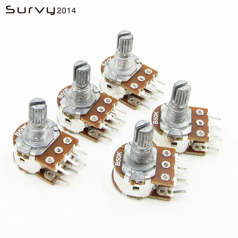5 шт./лот резистор потенциометра 10K 50K Ohm 6 Pin Линейный конический поворотный