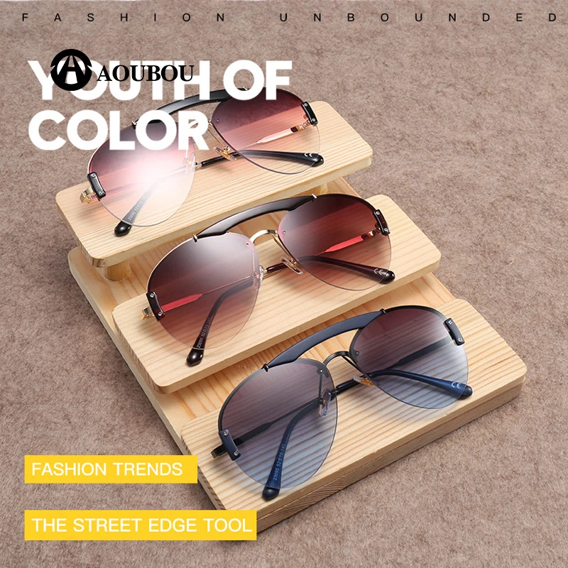 

Large double beam Gradual color Frameless ladies girls sunglasses occhiali da sole anteojos de sol mujer lunette soleil politie