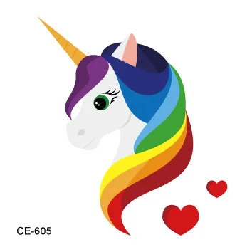 Colorful Cartoon Rainbow Unicorn Temporary Tattoo Sticker Women
