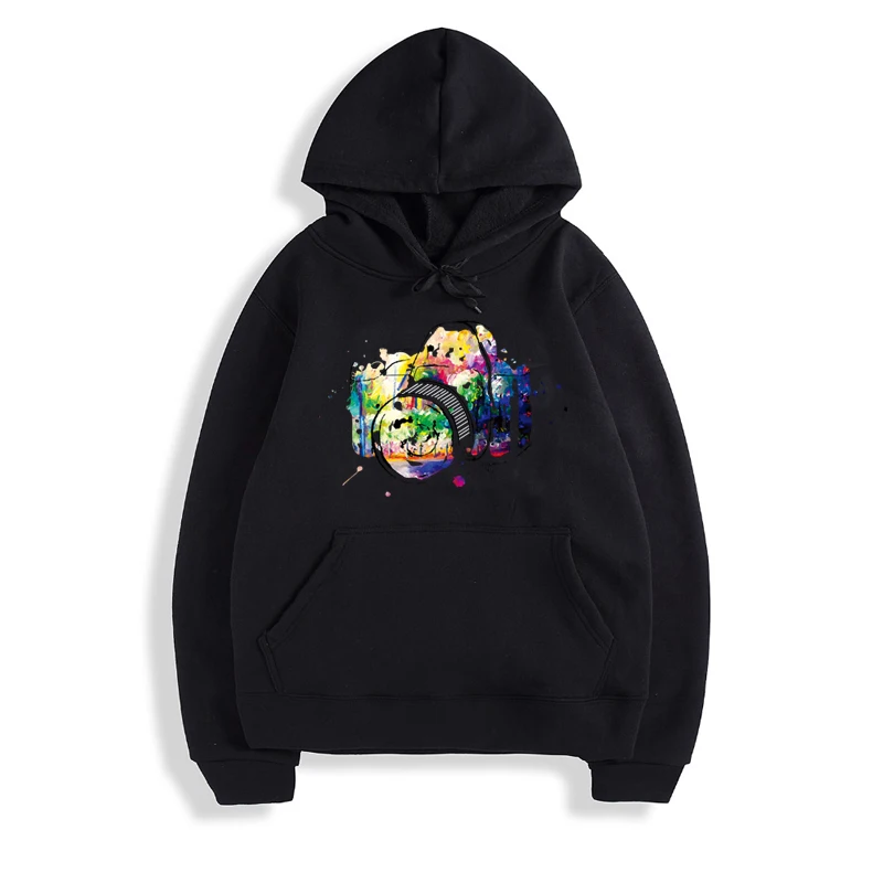 New arrival Funny Colorful photographic camera Printed  Hoodies And Sweatshirt  Mens/Boy Hipster O-Neck Hoodies And Sweatshirt