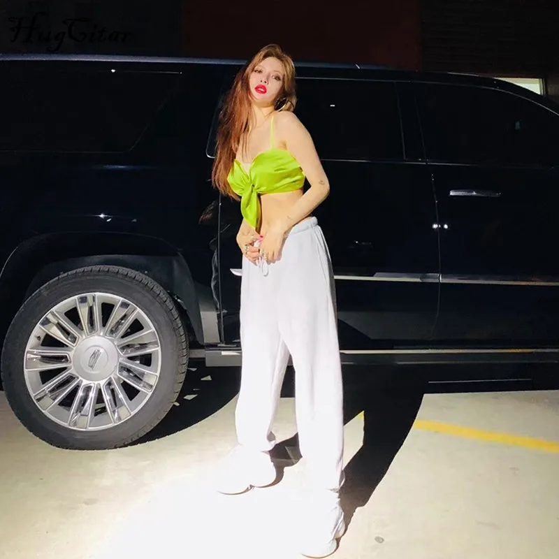 Hugcitar cotton high waist losse baggy cargo pants 2019 autumn winter fitness trousers streetwear outfits Hugcitar cotton high waist losse baggy cargo pants 2019 autumn winter fitness trousers streetwear outfits