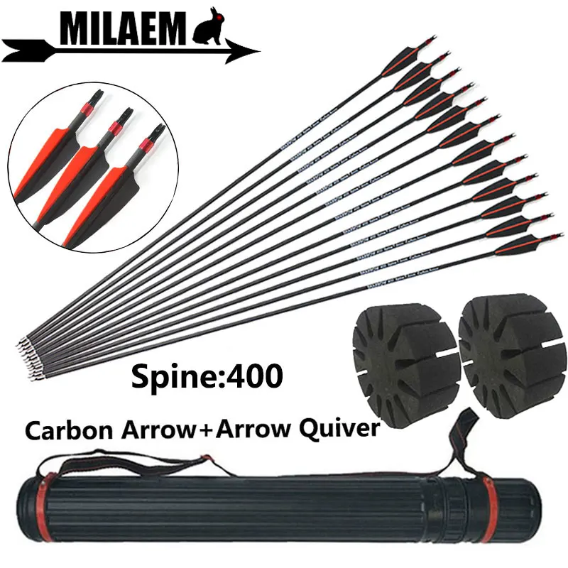 

12pcs 30inch Archery Mix Carbon Arrow Arrow Quiver Spine 400 Explosion-Proof Ring Outdoor Compound Recurve Shooting Accessories